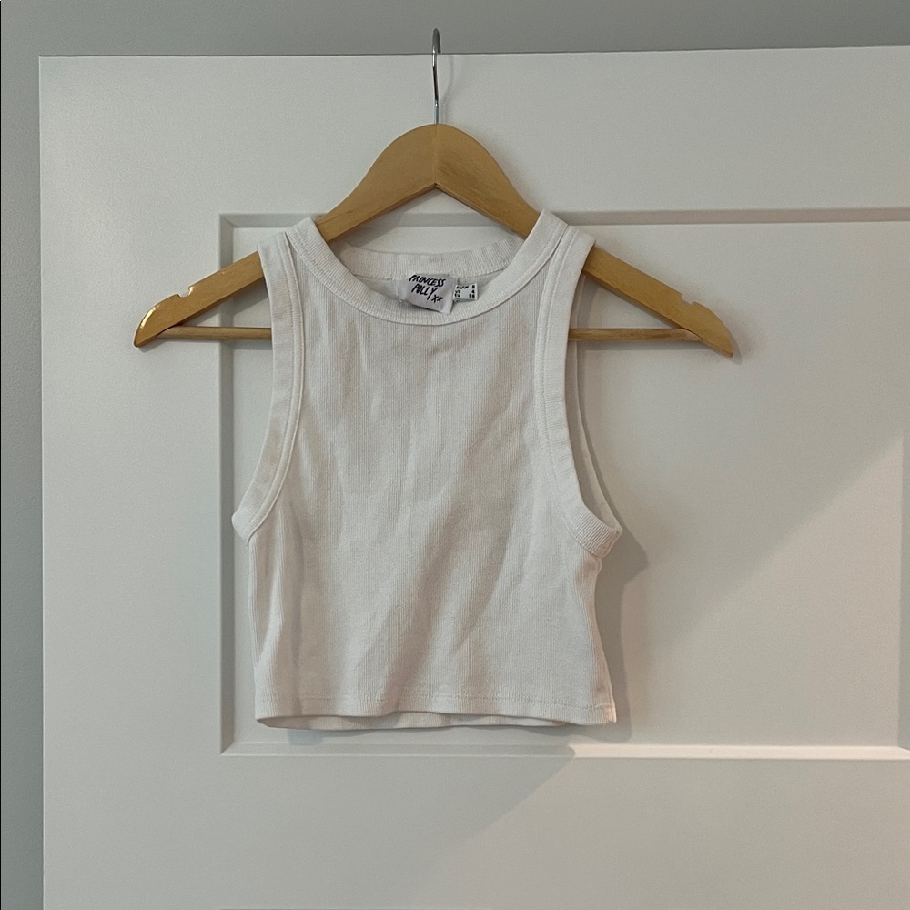 Princess Polly White Ribbed Crop Tank